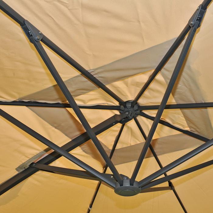Produktbild Swisshandel24 Gastronomie-Alu-Luxus-Doppel-Ampelschirm, Pergola-Markise-Effekt, 6,2x3m Polyester 50kg - creme-beig (6.20 m)