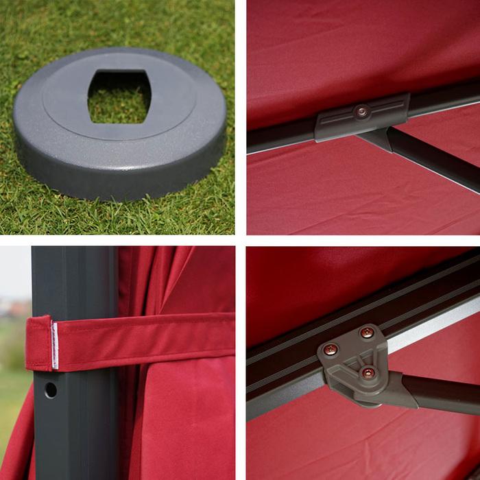 Actual product image Mendler Gastronomy traffic light umbrella, parasol, round Ø 4m polyester/aluminium 27kg - bordeaux with (0.76 m)