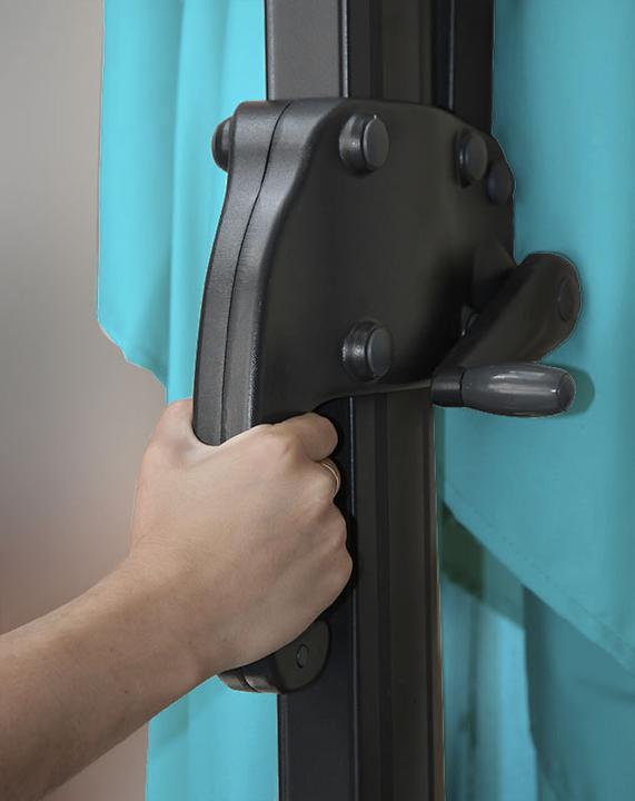 Actual product image Swisshandel24 Gastronomy traffic light umbrella, 3.5x3.5m (Ø4.95m) polyester/aluminium 25kg turquoise without (3.50 m)