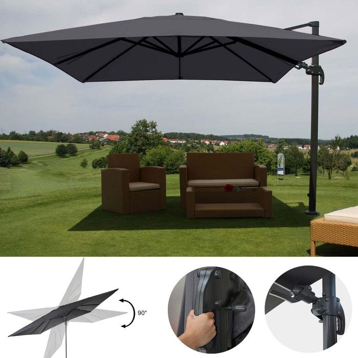 Produktbild Swisshandel24 Gastronomie-Ampelschirm, 3x4m (Ø5m) schwenkbar, Polyester/Alu 26kg anthrazit ohne Ständer, drehbar (3 m)