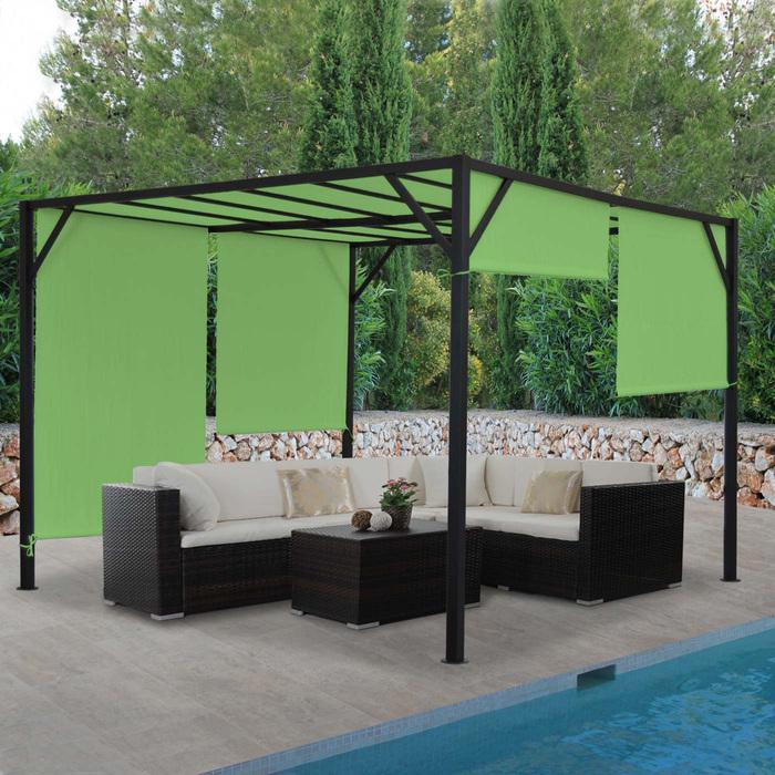 Actual product image Swisshandel24 Pergola Baia, garden pavilion terrace roofing, sturdy 6cm steel frame + sliding roof green (305 cm, 405 cm)