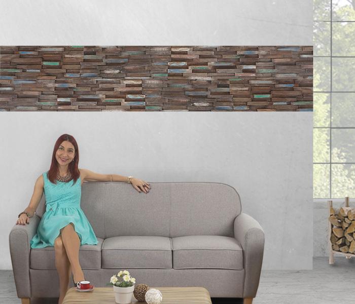 Image du produit Swisshandel24 10x Carreaux en bois de teck (1sqm), Carreaux muraux 3D Carreaux mosaïques Panneaux muraux marron