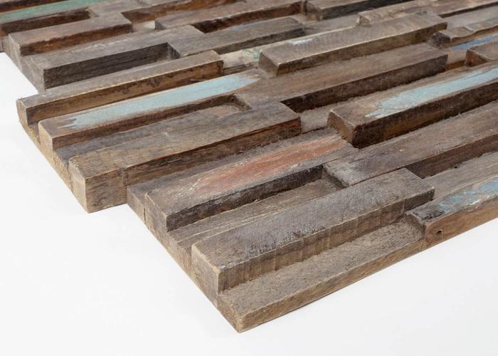 Image du produit Swisshandel24 10x Carreaux en bois de teck (1sqm), Carreaux muraux 3D Carreaux mosaïques Panneaux muraux marron