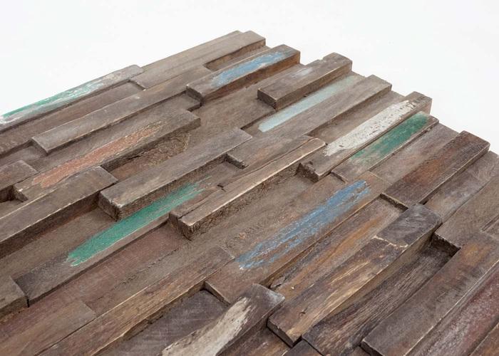 Image du produit Swisshandel24 10x Carreaux en bois de teck (1sqm), Carreaux muraux 3D Carreaux mosaïques Panneaux muraux marron