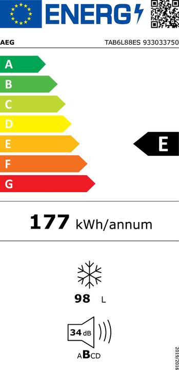Etichetta energetica AEG Tab6l88es (Da incasso, 98 l)