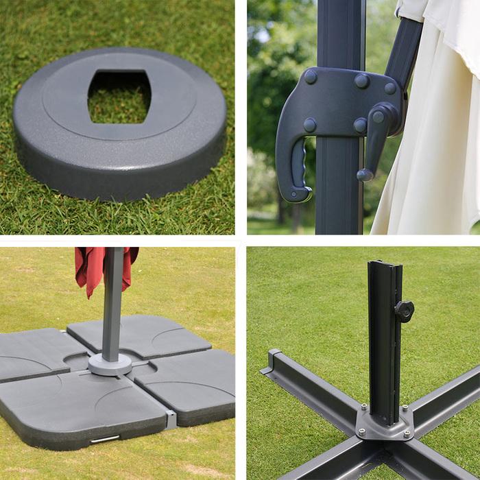 Immagine prodotto Mendler Ombrello semaforo Gastronomia, 3,5x3,5m antracite con supporto (3.50 m)