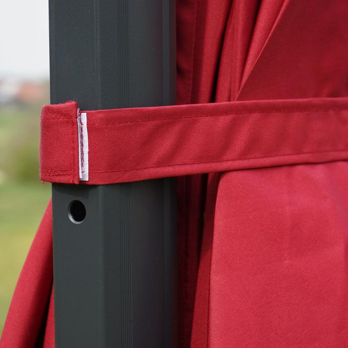 Actual product image Swisshandel24 Traffic light umbrella, parasol gastronomy 3x3m (Ø4,24m) polyester/aluminium 23kg, flap, bordeaux (3 m)