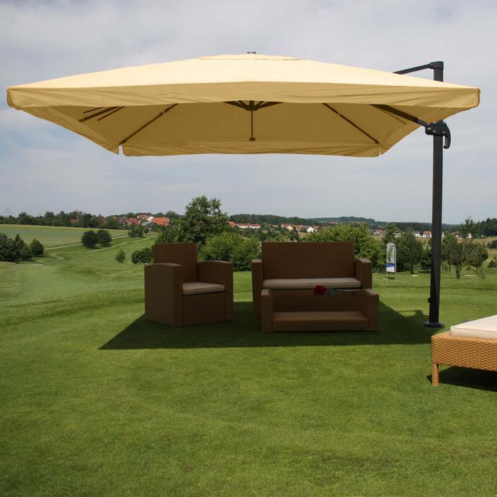 Immagine prodotto Swisshandel24 Ombrello semaforo Gastronomia, ombrellone, 3x4m (Ø5m) poliestere/alluminio 26kg, falda, crema senza