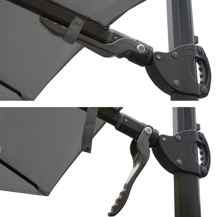 Produktbild Swisshandel24 Gastronomie-Ampelschirm, 3x3m (Ø4,24m) schwenkbar drehbar, Polyester/Alu 31kg, anthrazit mit Ständer (3 m)