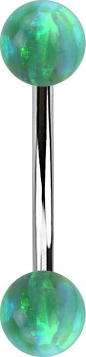 Produktbild Star Piercing Micro Banane silber mit zwei Kugeln Opal grün (Chirurgenstahl 316L)