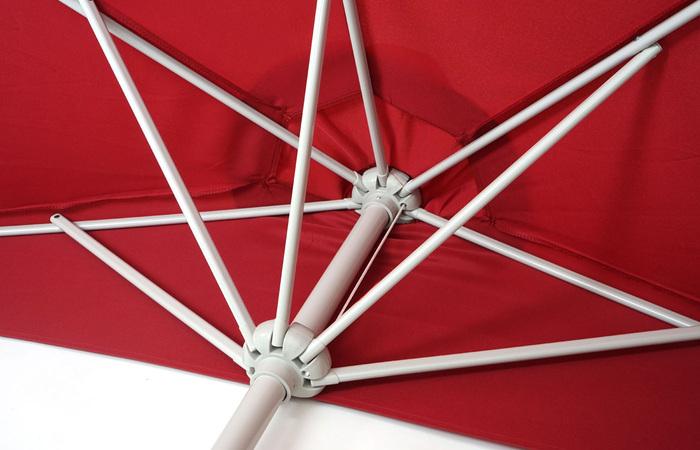Produktbild Mendler Sonnenschirm halbrund, Halbschirm Balkonschirm, UV 50+ Polyester/Alu 3kg, 300cm bordeaux mit Ständer (2.85 m)