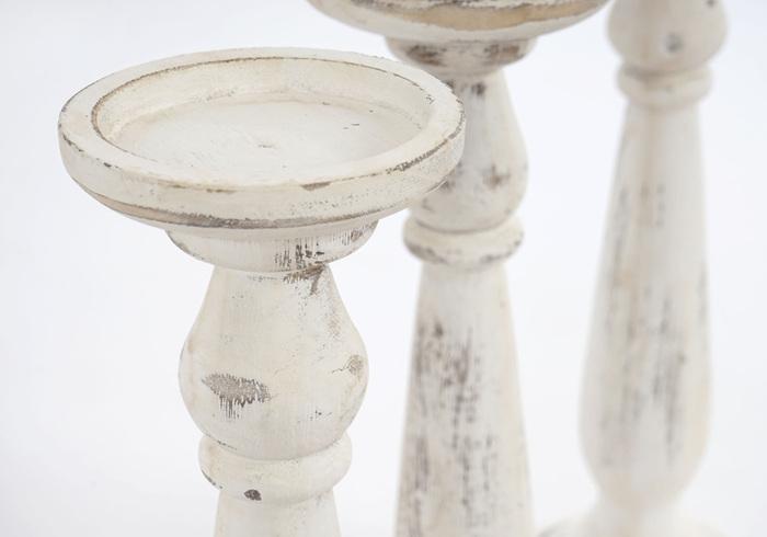 Actual product image Swisshandel24 Set of 3 Candlesticks, Candle Holder, Shabby Look Vintage Height 35cm White