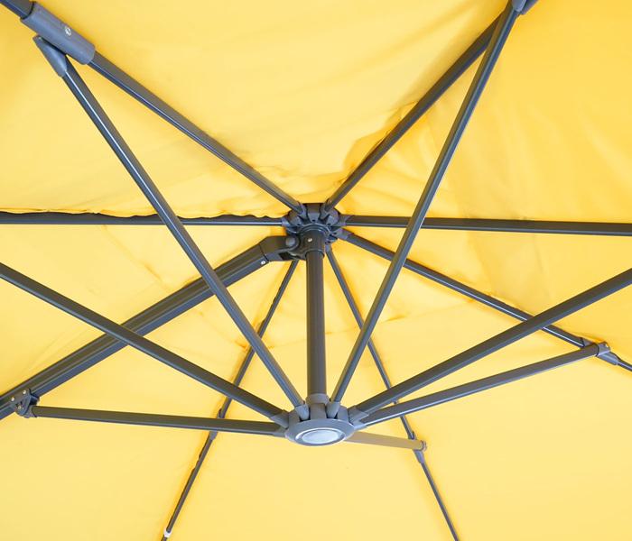 Produktbild Swisshandel24 Gastronomie-Ampelschirm, Sonnenschirm 3x3m (ø4,24m) Polyester Alu/Stahl 23kg - gelb ohne Ständer, dr (3 m)