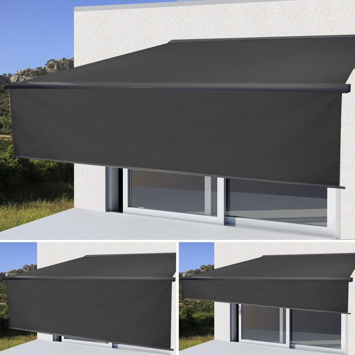 Produktbild Swisshandel24 Elektrische Vollkassetten-Markise 4x3m ausfahrbarer Volant - Polyester anthrazit, anthrazit (4 m)