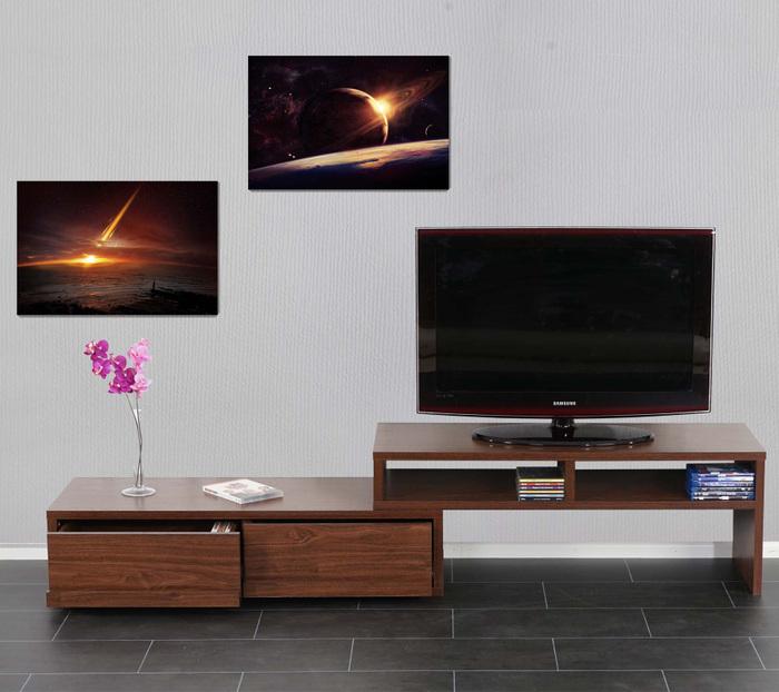 Produktbild Swisshandel24 2x LED-Bild Leinwandbild Leuchtbild Wandbild 60x40cm, Timer - Planet (60 x 40 cm)