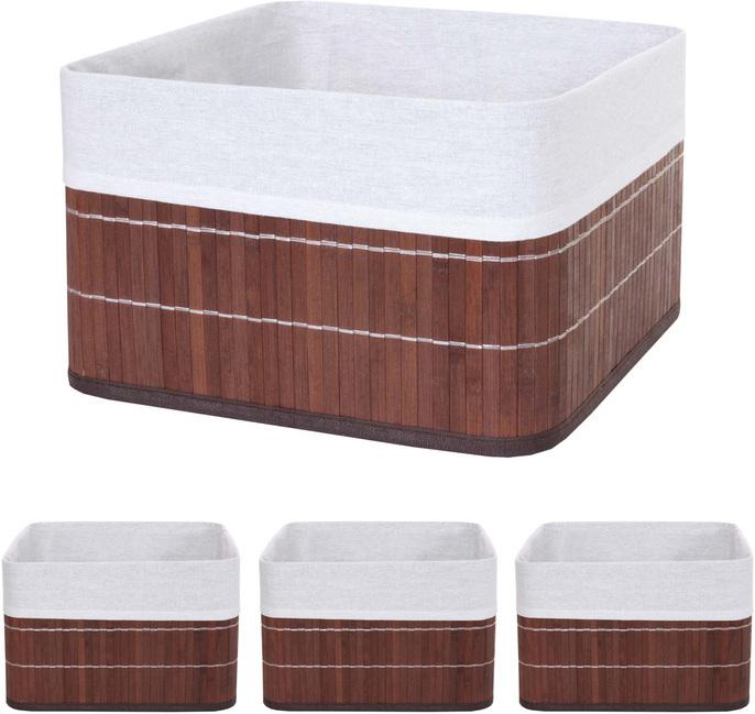 Produktbild Swisshandel24 4x Aufbewahrungskorb, Korb Aufbewahrungsbox Ordnungsbox Sortierbox Regalkorb, Bambus braun