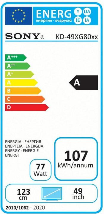 Energie-Label Sony KD49XG8096 (49", LCD, 4K, 2019)