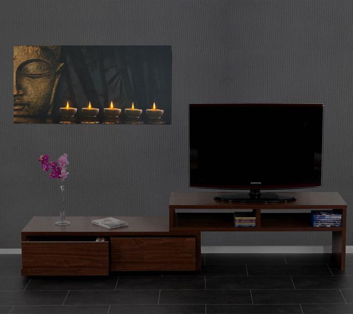 Immagine prodotto Swisshandel24 Quadro LED, quadro su tela illuminato da parete, timer - 110x55cm Buddha, tremolante (110 x 55 cm)