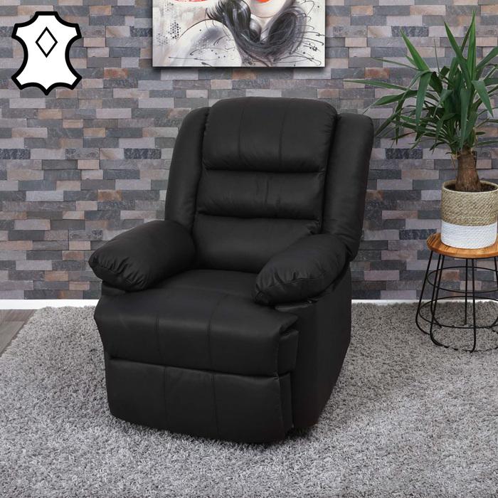 Actual product image Swisshandel24 TV armchair, recliner armchair, leather + imitation leather 103x83x91cm - black