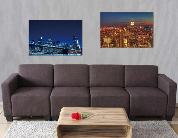 Actual product image Swisshandel24 2x LED picture canvas luminous picture wall 60x40cm, Timer - Skyline New York (60 x 40 cm)