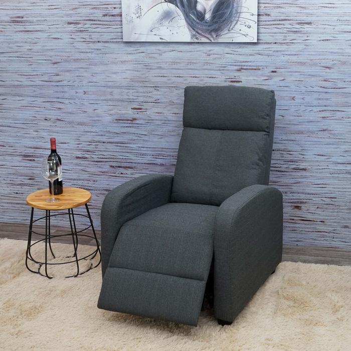 Produktbild Swisshandel24 Fernsehsessel, Relaxsessel Sessel Liegesessel, Liegefunktion verstellbar Stoff/Textil - hellgrau