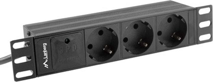 Productafbeelding Lanberg PDU-03E-0200-BK stroomverdelingseenheid (PDU) 3 AC-uitgang(en) 1U Zwart