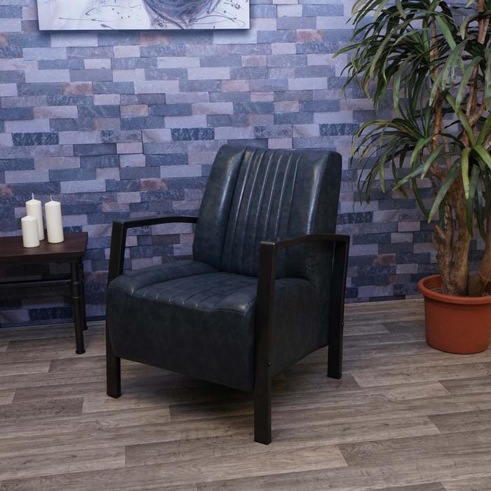 Produktbild Swisshandel24 Sessel, Loungesessel Polstersessel Relaxsessel, Metall Industriedesign - vintage grau