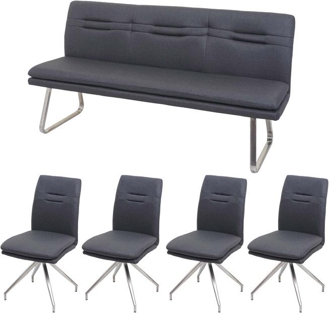 Produktbild Swisshandel24 Esszimmer-Set HWC-H70, Sitzgruppe Esszimmergruppe Esszimmergarnitur, Stoff/Textil Edelstahl gebürste
