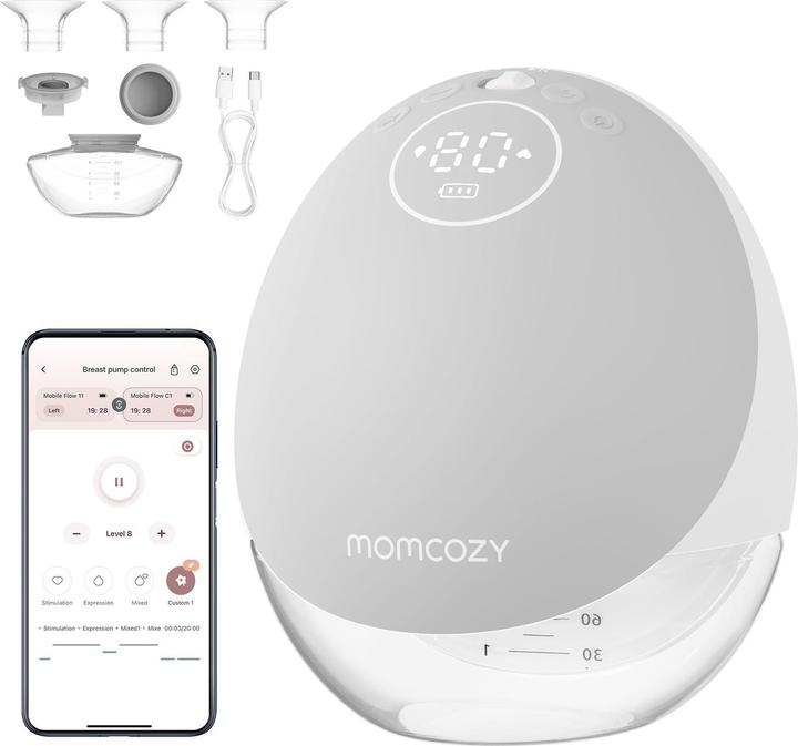 Actual product image Momcozy M9 Hands-Free Breast Pump Grey Single Pack