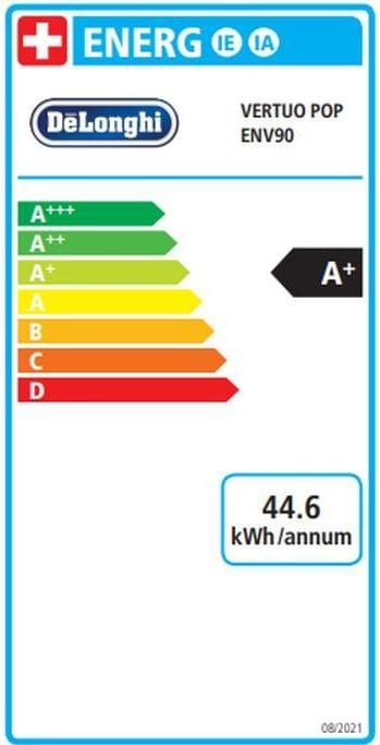 Label énergétique De'Longhi Nespresso Vertuo Pop (NESPRESSO Vertuo, Prise UE)