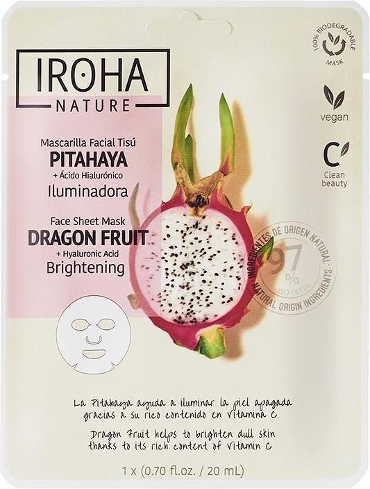 Produktbild Iroha Nature Nature Brightening Face Sheet Mask Dragon Fruit + Hyaluronic Acid Illuminating Mask In A Sheet (20 ml)