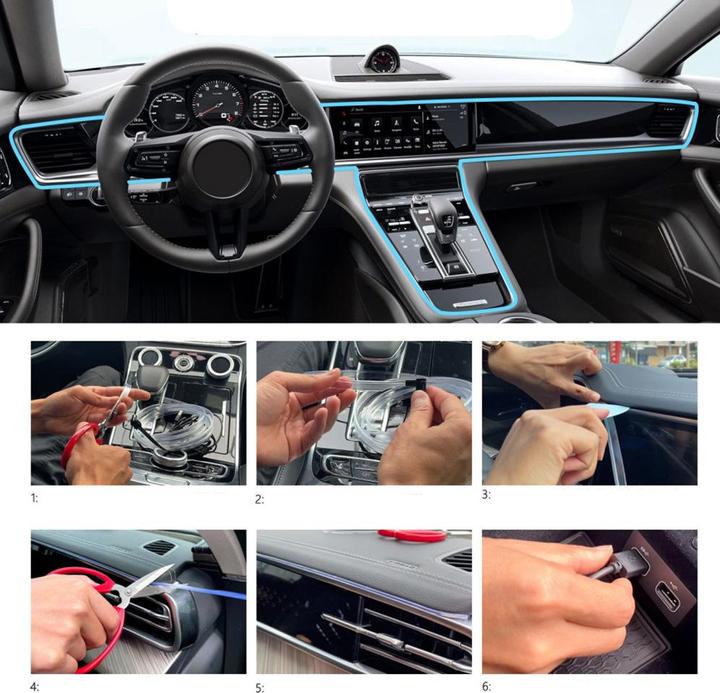 Produktbild Werkstein Auto Lichtstreifen USB Innenraumbeleuchtung RGB Beleuchtung + Fernbedienung (5m) LED