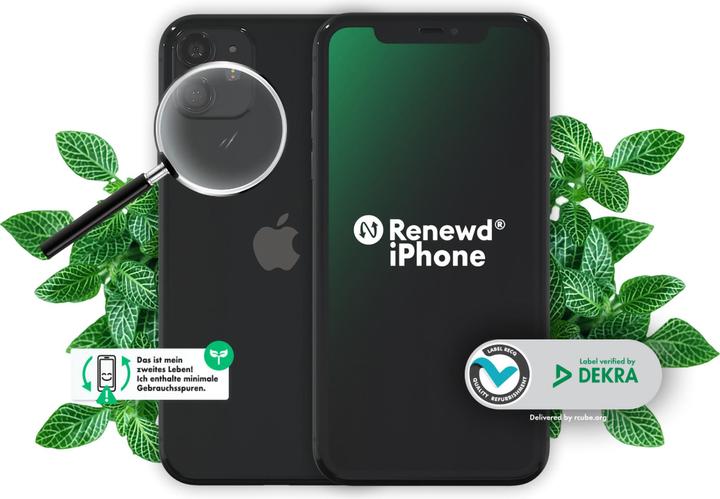 Actual product image Renewd iPhone 11 (64 GB, Black, 6.10", 12 Mpx, Dual SIM, A / Like new)
