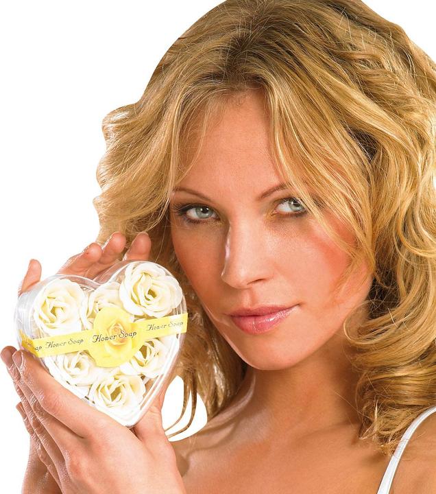 Image du produit Pearl 6 savons parfumés à la rose blanc crème dans un coffret cadeau, lot de 2 (Lotion au savon)