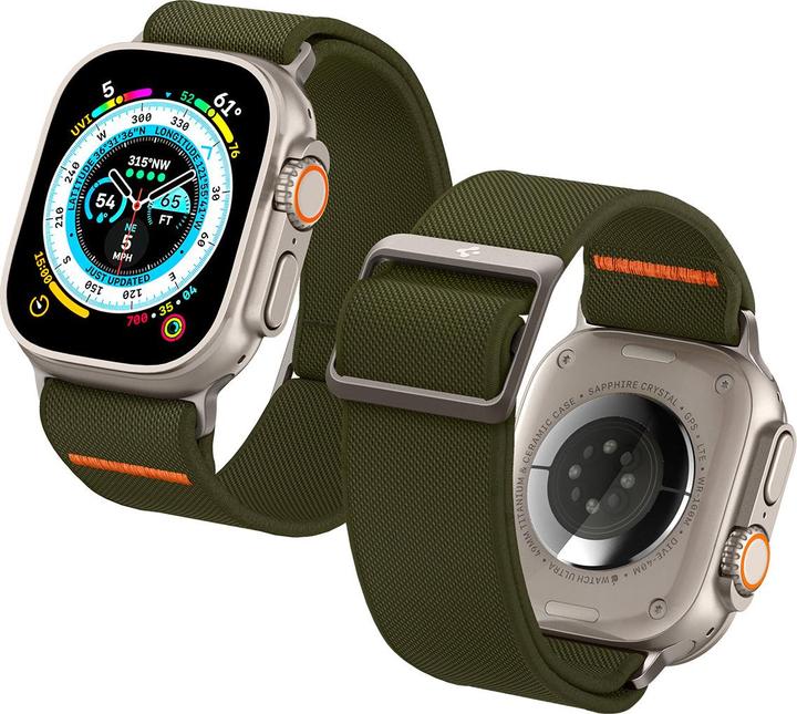 Produktbild Spigen Fit Lite Band für Apple Watch Series 42, 44, 45, 49 mm - khaki (42 mm, 44 mm, 45 mm, 49 mm, Nylon, Fabric, Stainless Steel)