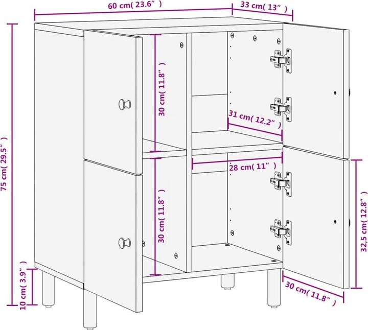 Produktbild VidaXL Beistellschrank (60 x 33 x 75 cm)