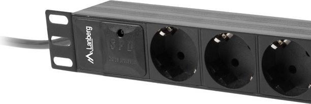 Productafbeelding Lanberg PDU-03E-0200-BK stroomverdelingseenheid (PDU) 3 AC-uitgang(en) 1U Zwart