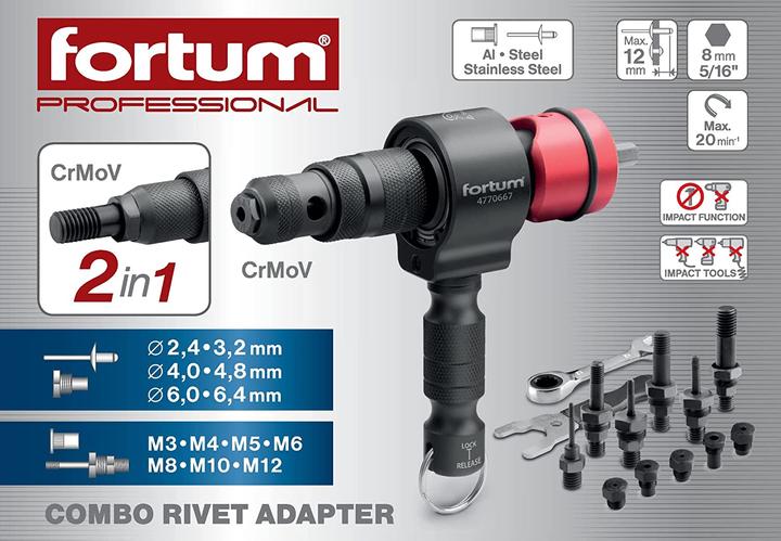 Produktbild Fortum Nietaufsatz 2-in-1 für Blindnieten
