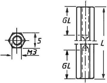 Immagine prodotto BULLONI IN METALLO 12 mm M3 - FILETTI INTERNI/INTERNI (10 pz.)