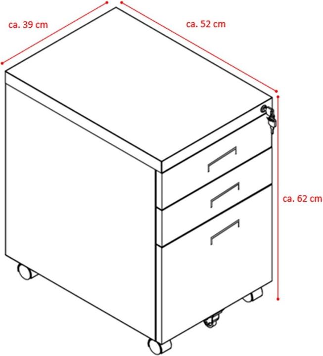 Produktbild Jet-Line Rollcontainer PAUL rot Rollschrank Bürocontainer knock-down