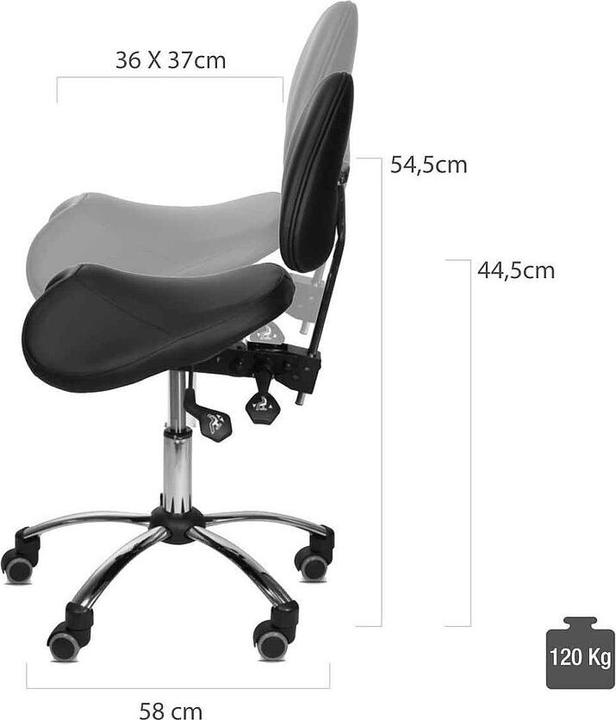Produktbild Teqler Praxis Sattelstuhl mit Lehne schwarz