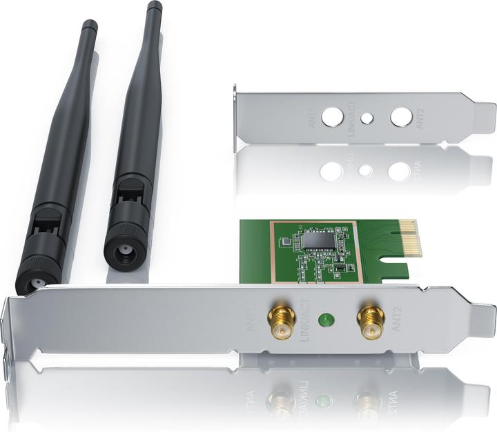Actual product image CSL 300 Mbit s PCIe network card WLAN 2.4 GHz - high-performance 2T2R dual antenna with powerful (PCI-E x1)
