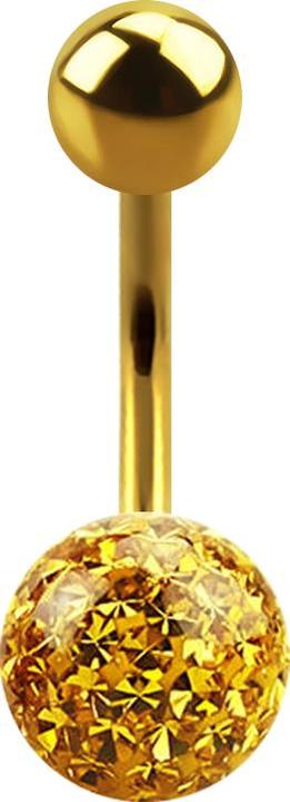 Actual product image Star Piercing Banana gold-plated with ball and crystal ball topaz epoxy protective layer (without brass, Titanium G23)
