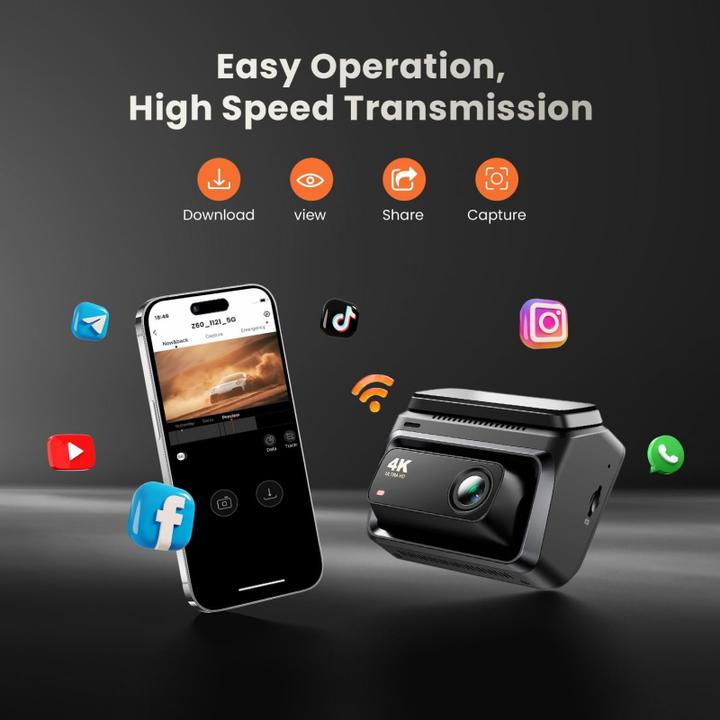 Actual product image DDpai Dash + Rear Camera Z60 (Built-in display, Night vision, Wi-Fi, 4K)