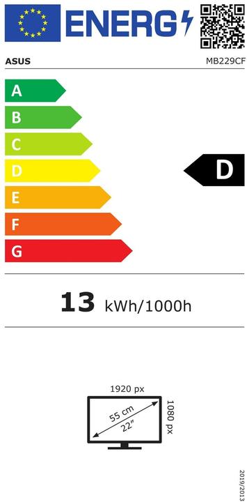 Energie-Label ASUS ZenScreen MB229CF (1920 x 1080 Pixel, 21.50")