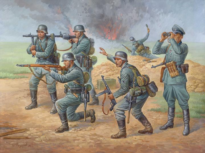 Immagine prodotto Zvezda 500788078 - Set di figure della fanteria tedesca della seconda guerra mondiale in scala 1:72.