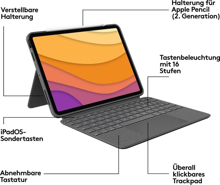 Produktbild Logitech Combo Touch (CH, iPad Air 2020 (4. Gen), iPad Air 2022 (5. Gen))