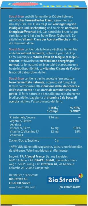 Nährwerte und Zutaten Strath Iron (1 Stück, Tabletten, 57 g)