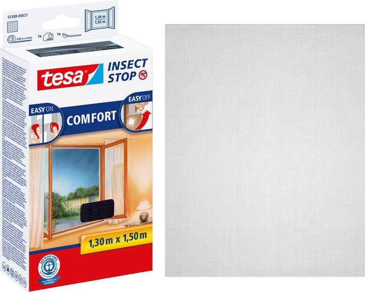 Image du produit tesa Moustiquaire COMFORT pour fenêtres, avec bande Velcro, autocollante, sans perçage (130 x 150 cm)