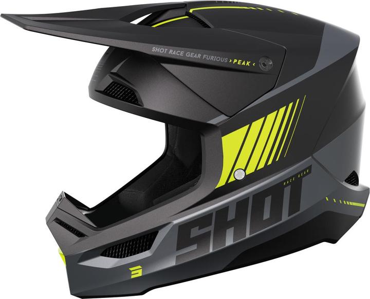 Produktbild Shot FURIOUS PEAK MX-Helm matt grau-neon gelb XS (55 - 59 cm, XS)